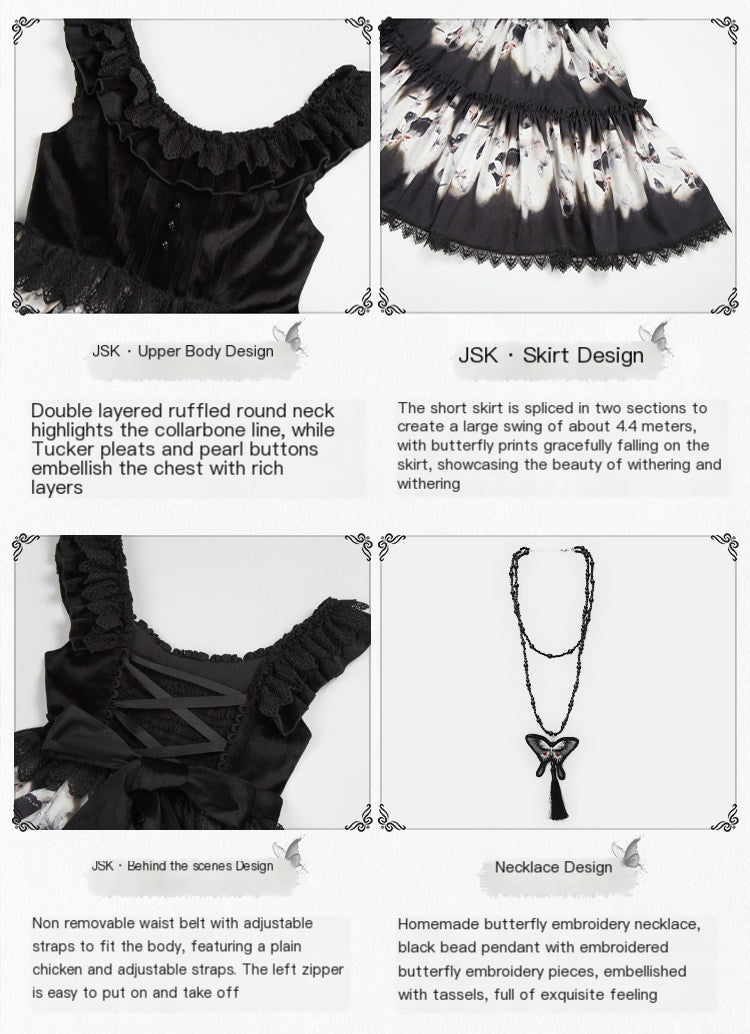 Dead Leaf Butterfly Pattern Lolita OP JSK