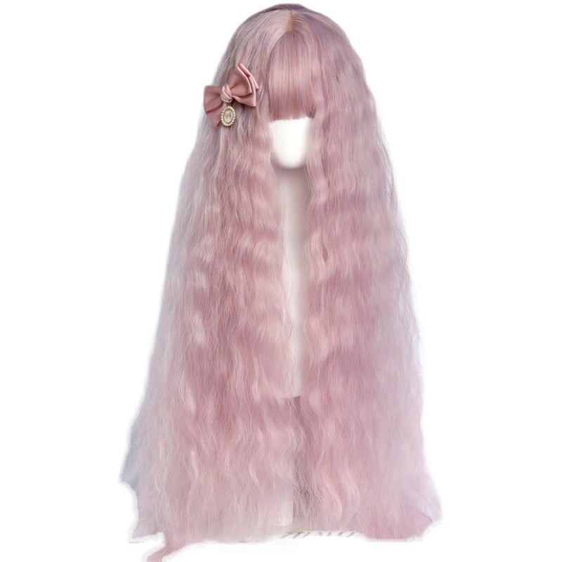 Long Berry Pink Princess Long Curls Wavy Wig