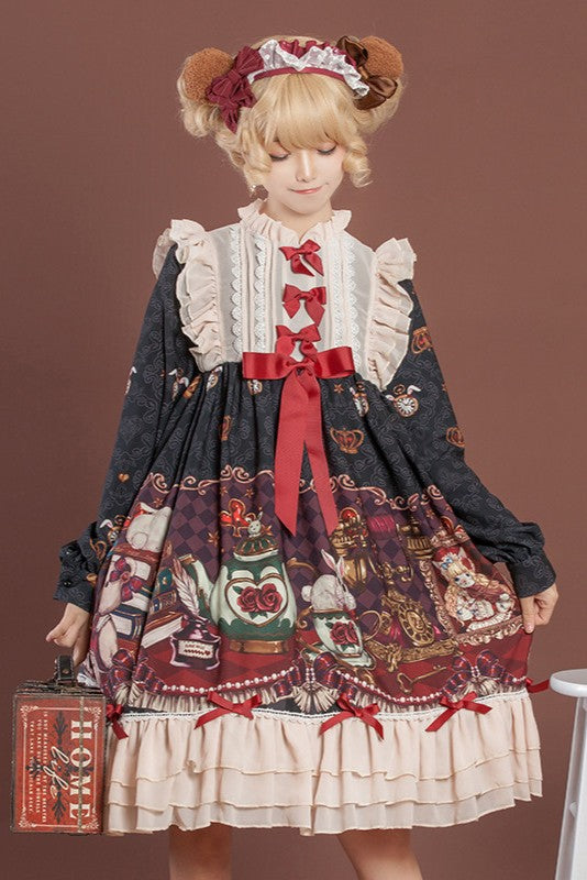 Crown Bear Lolita Original Cute Fairy Long OP Dress