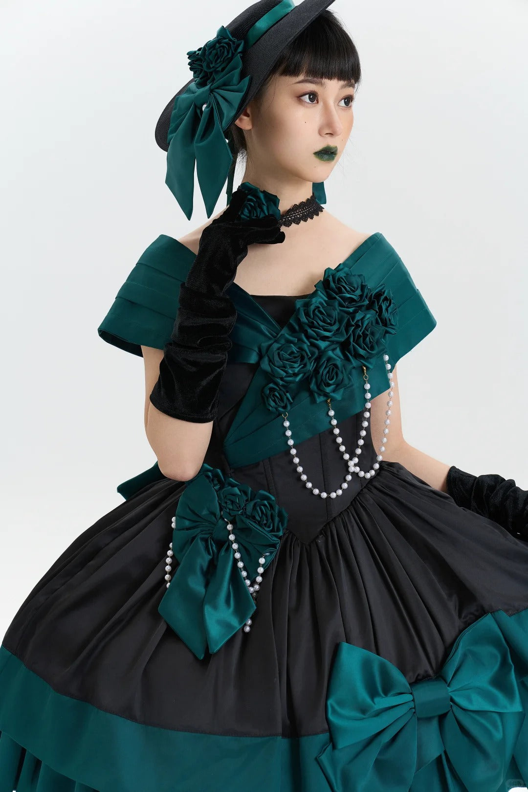 Treasure Chest Rose Lolita Green Dress