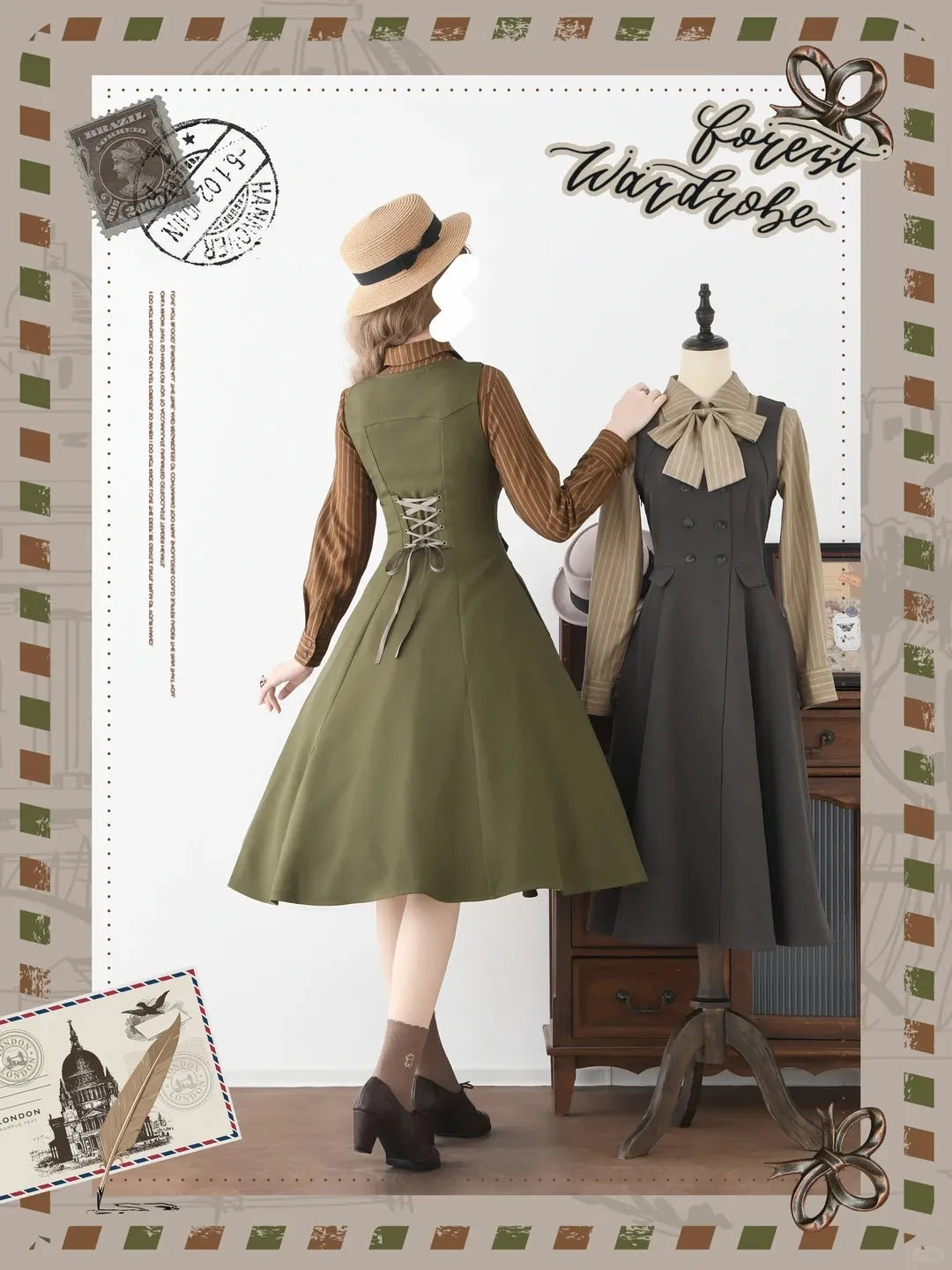 Misty Forest 6-Panel British Vintage Lolita JSK