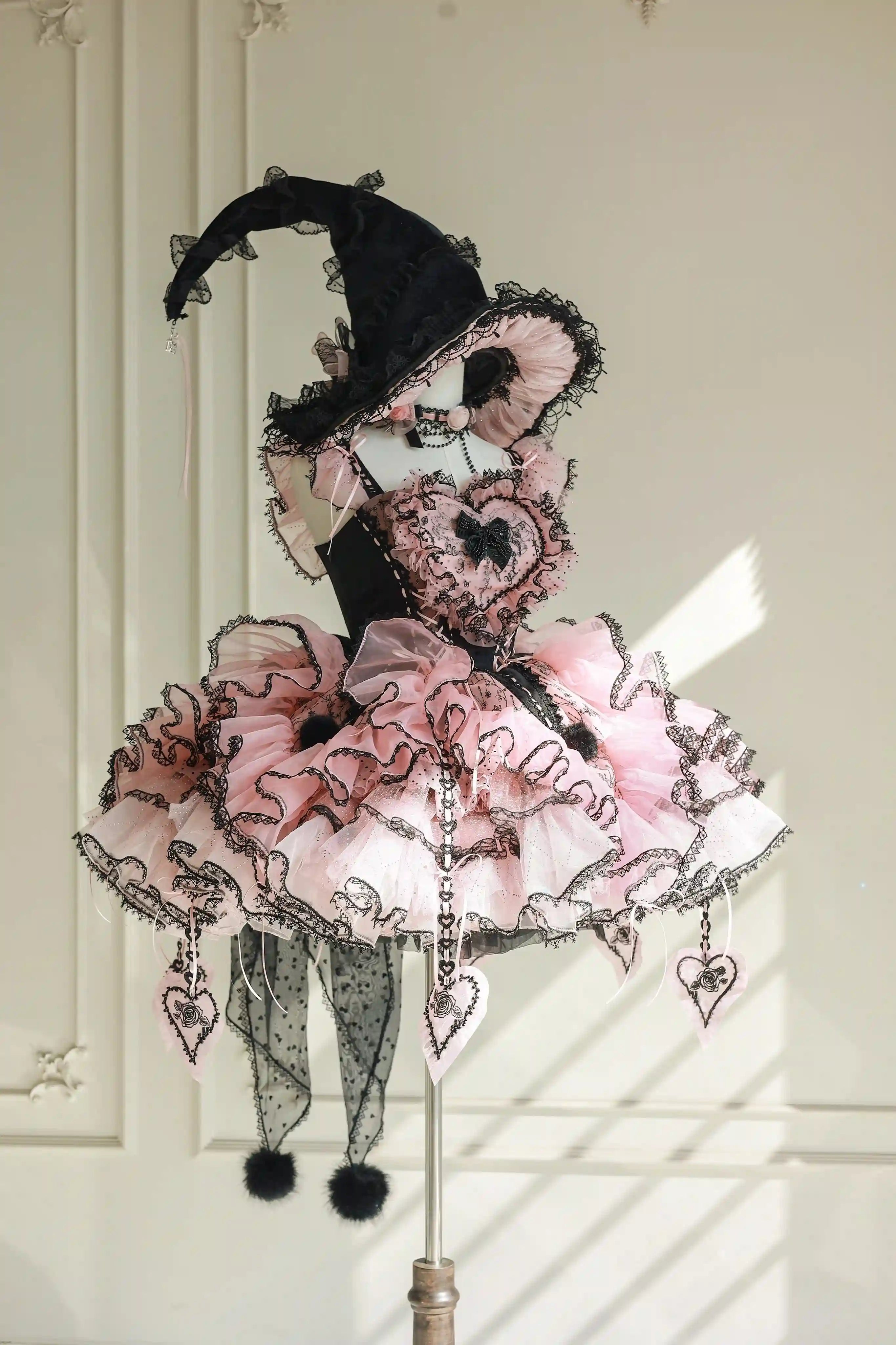 Rock Sweetheart Gothic Sweet Lolita Heart Corset Ruffle Mini Skirt Set