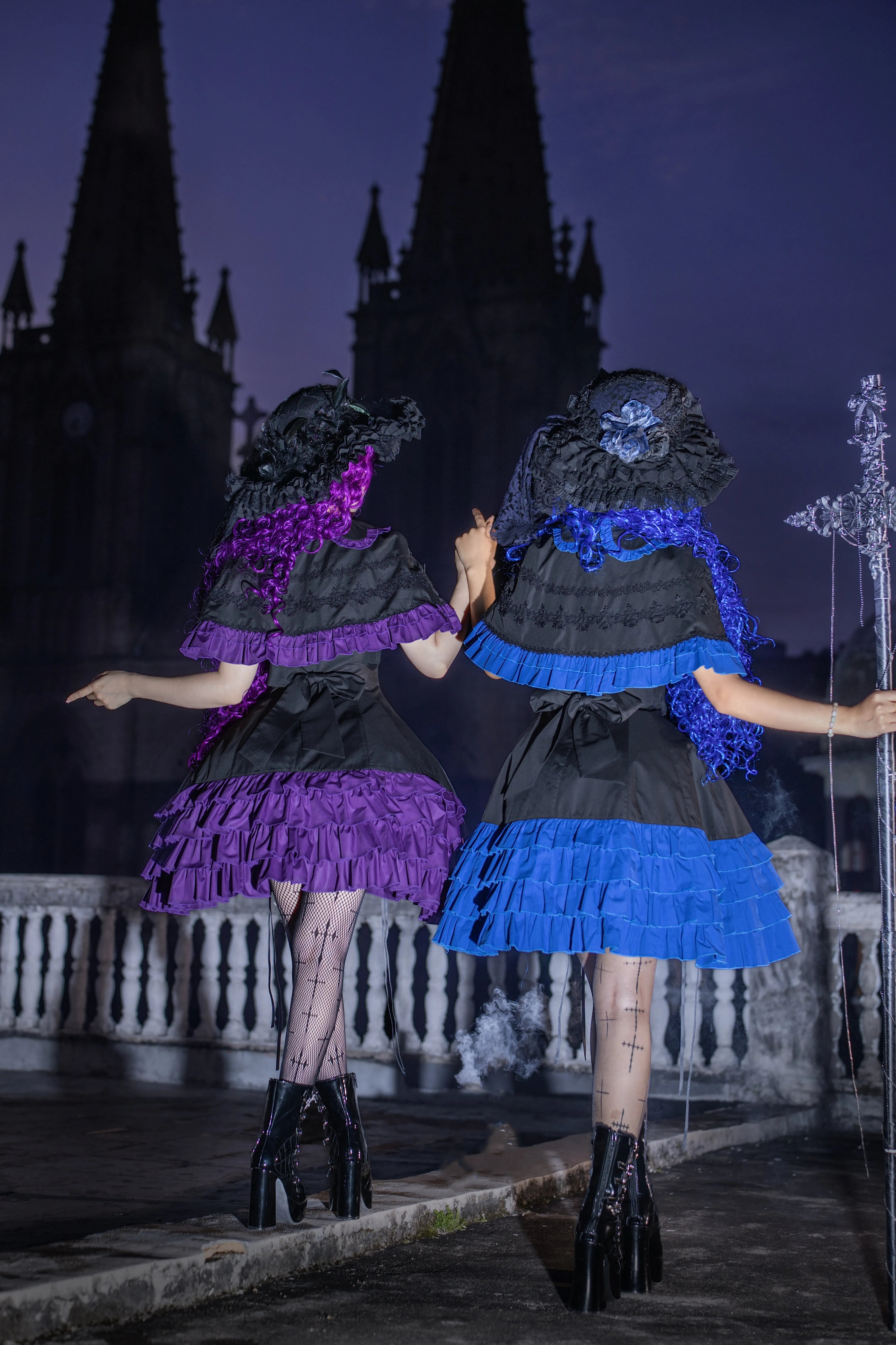 Dark Gothic Doll Twin Stars Lolita Purple OP Dress