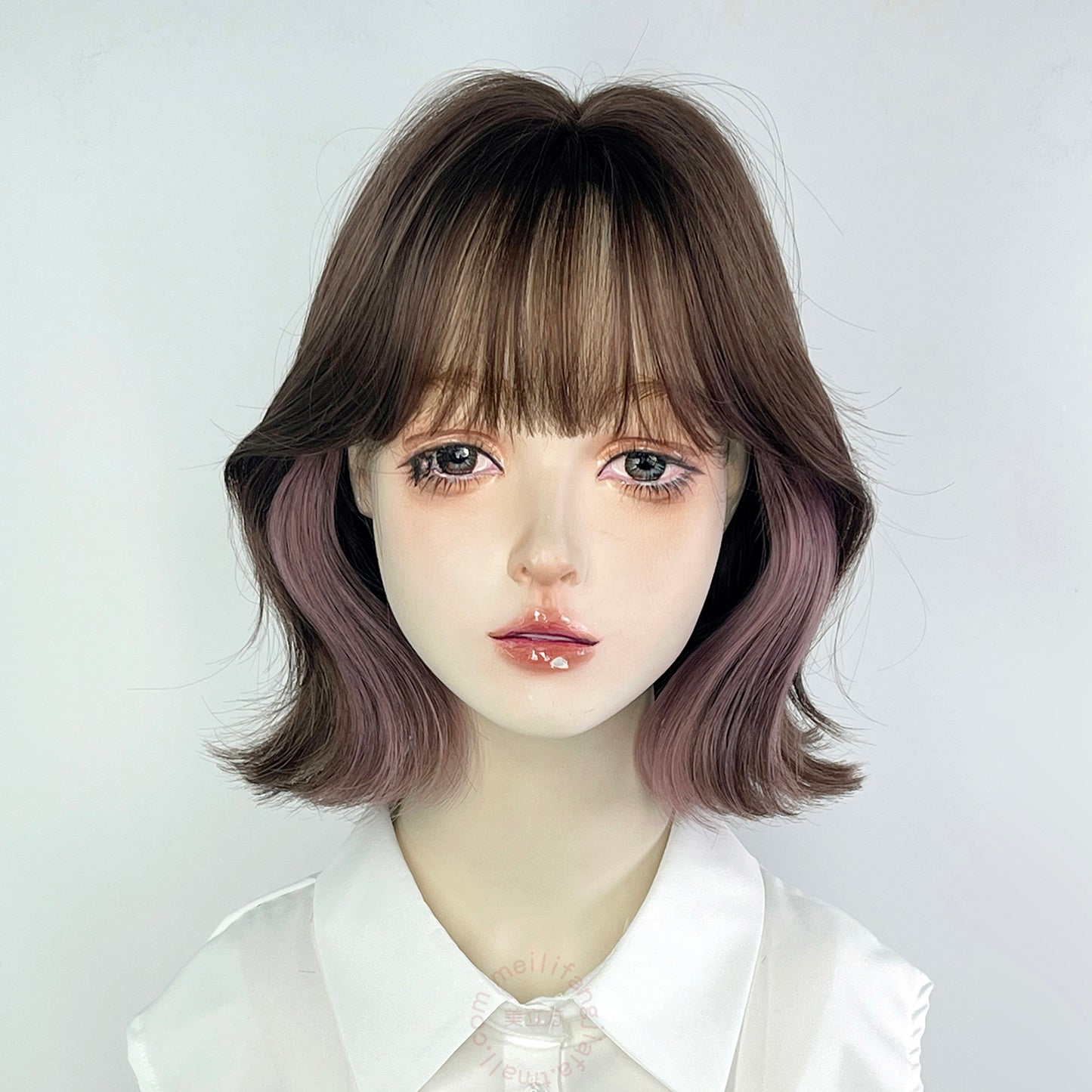Short Pink Highlights Ryousangata Wig LE7033