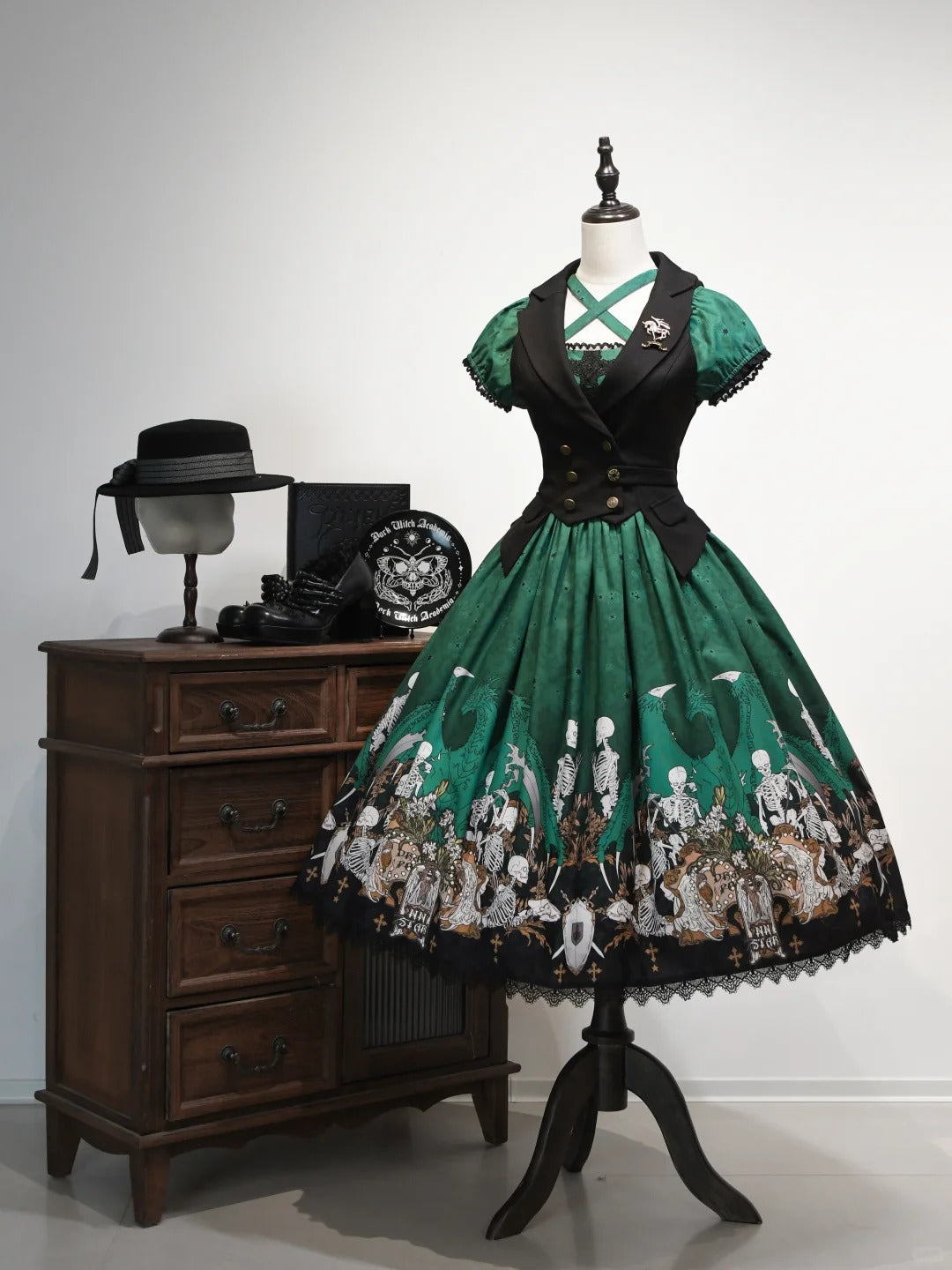 Dragon Bone Lily Lolita Gothic Green OP Dress