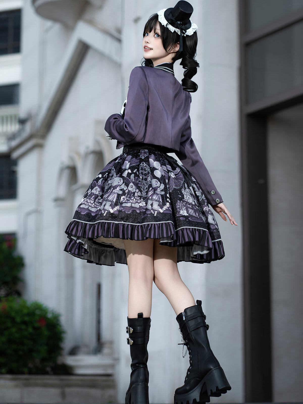 Purple Mirror Lolita Gothic Academic Halloween Dress Set