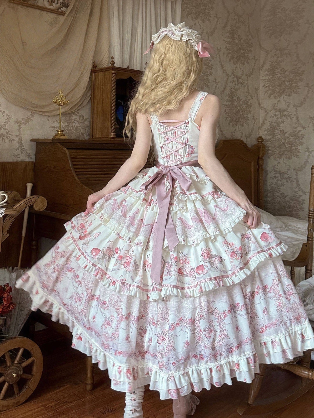 Robe JSK Lolita rose "Jardin secret"