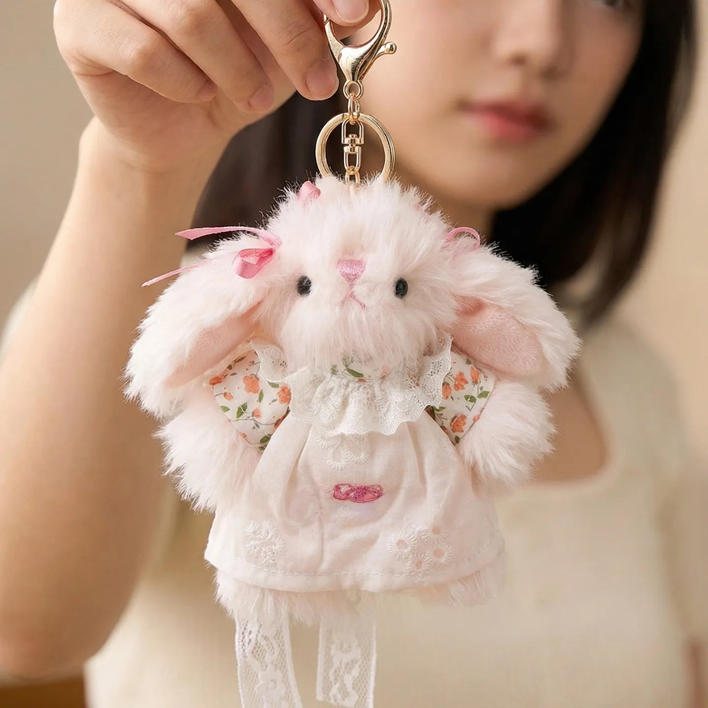 Fluffy Bunny Lolita Plush Lop-Ear Rabbit Doll/Charm