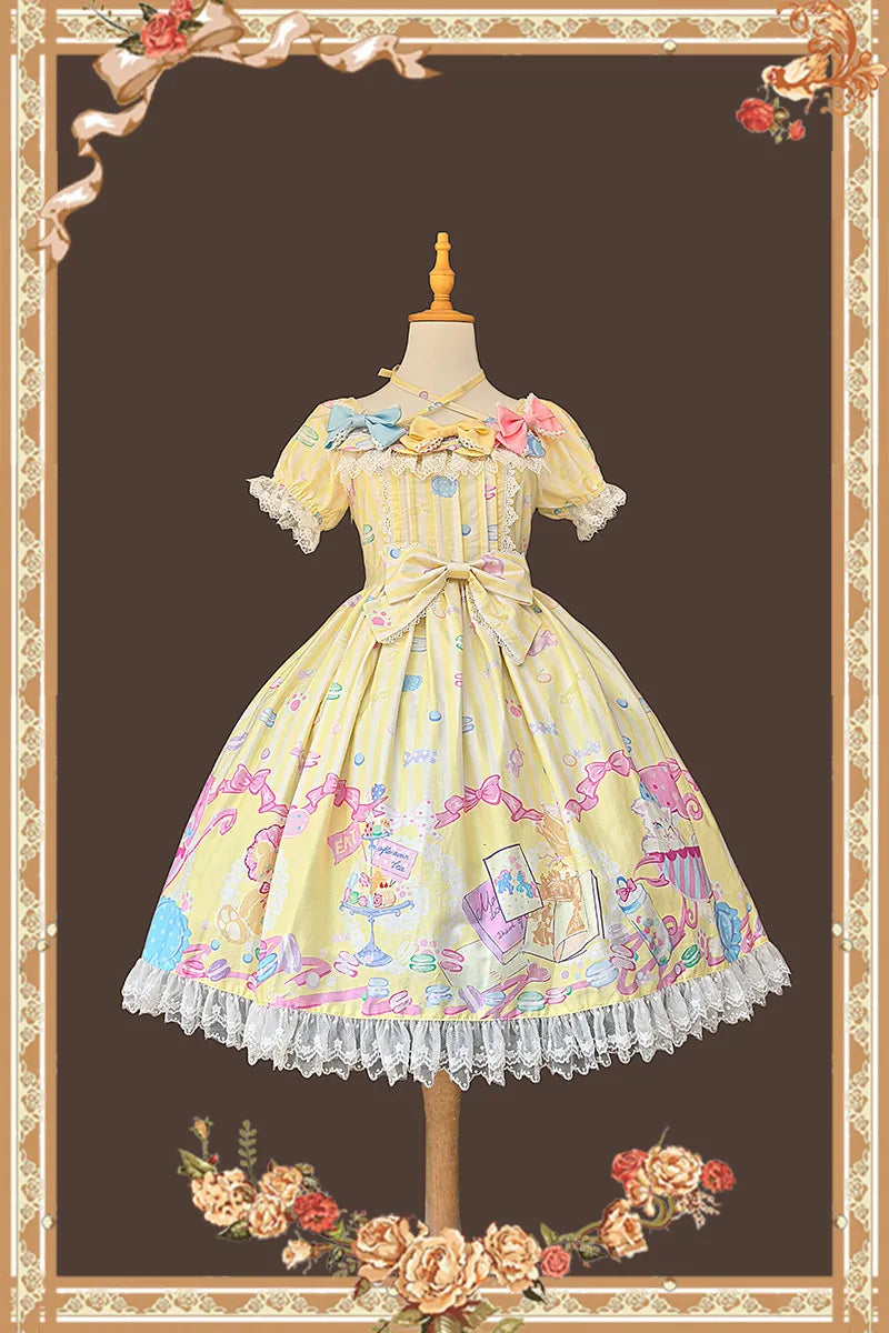 Macaron Dolly House Candy Print Sweet Lolita OP Dress