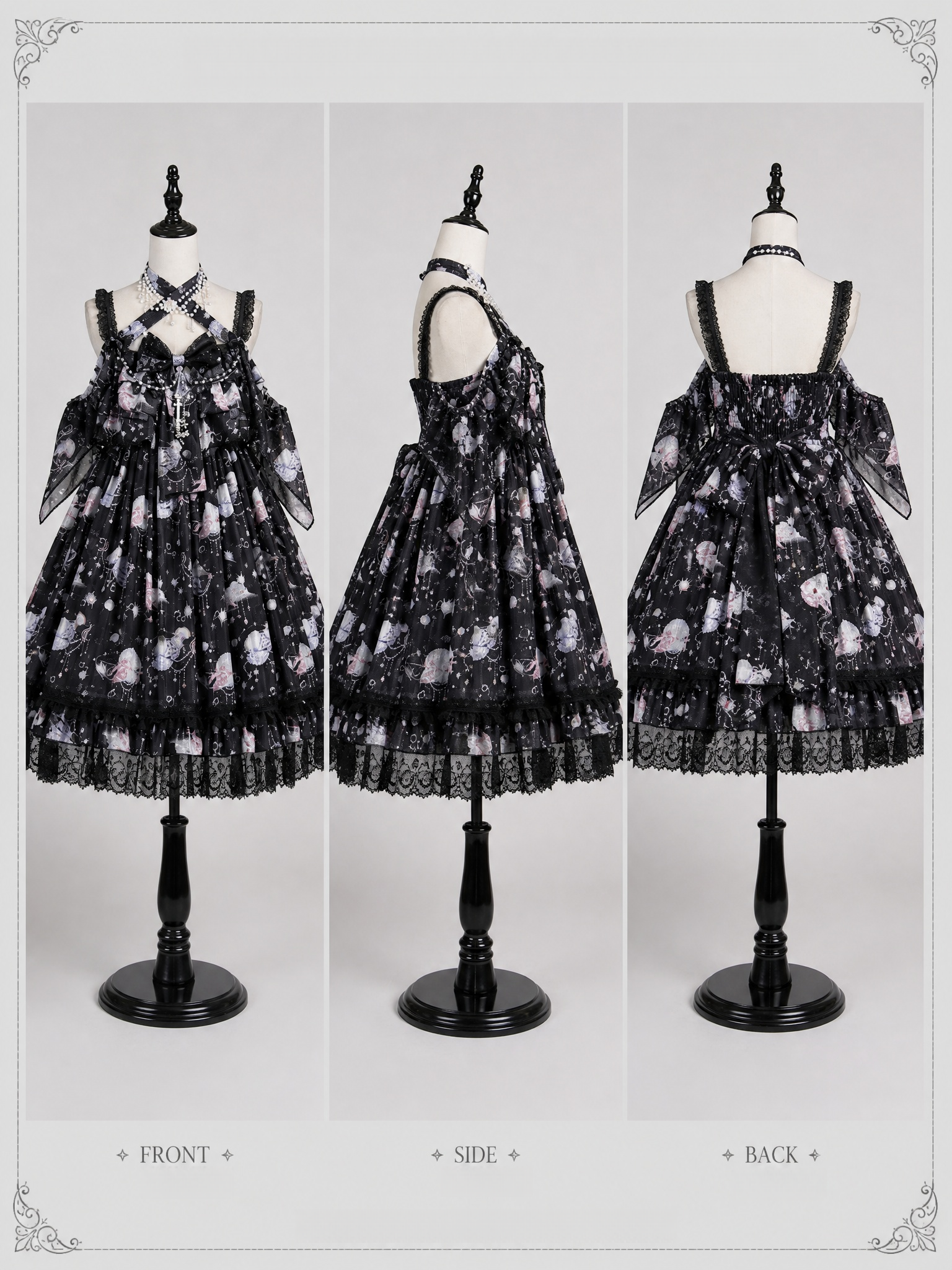 Dreaming of the Sea Mini High-Waist Black Ocean Jellyfish Lolita JSK