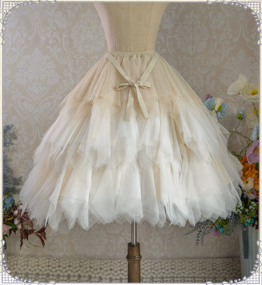 Berry Pie Gradient Feather Yarn Petticoat Lolita Underskirt