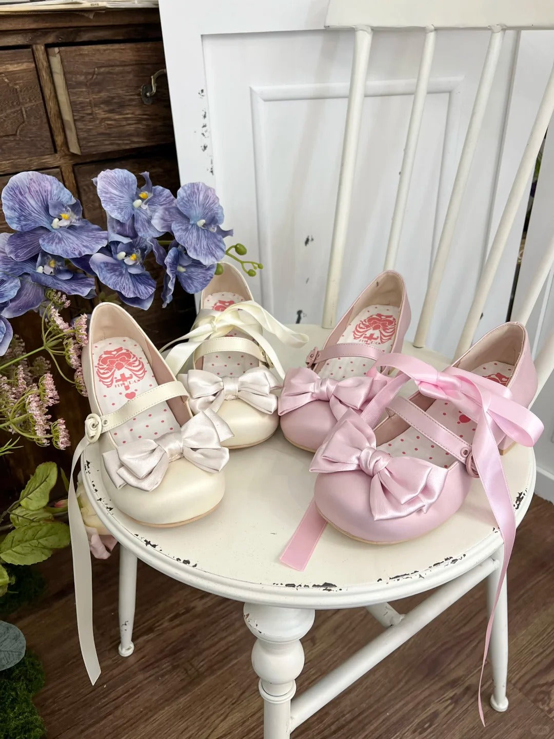 Sissi Original Lolita Square‑Toe Satin Block‑Heel Shoes