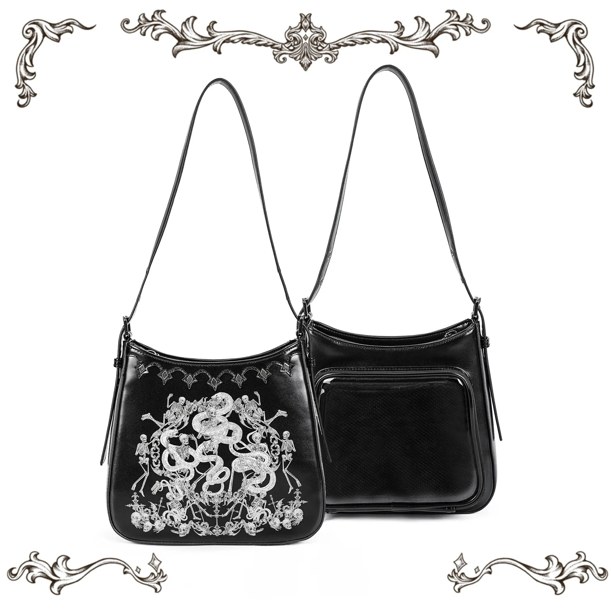 Snake Bone Hell Gothic Mini Ita Underarm Shoulder Bag