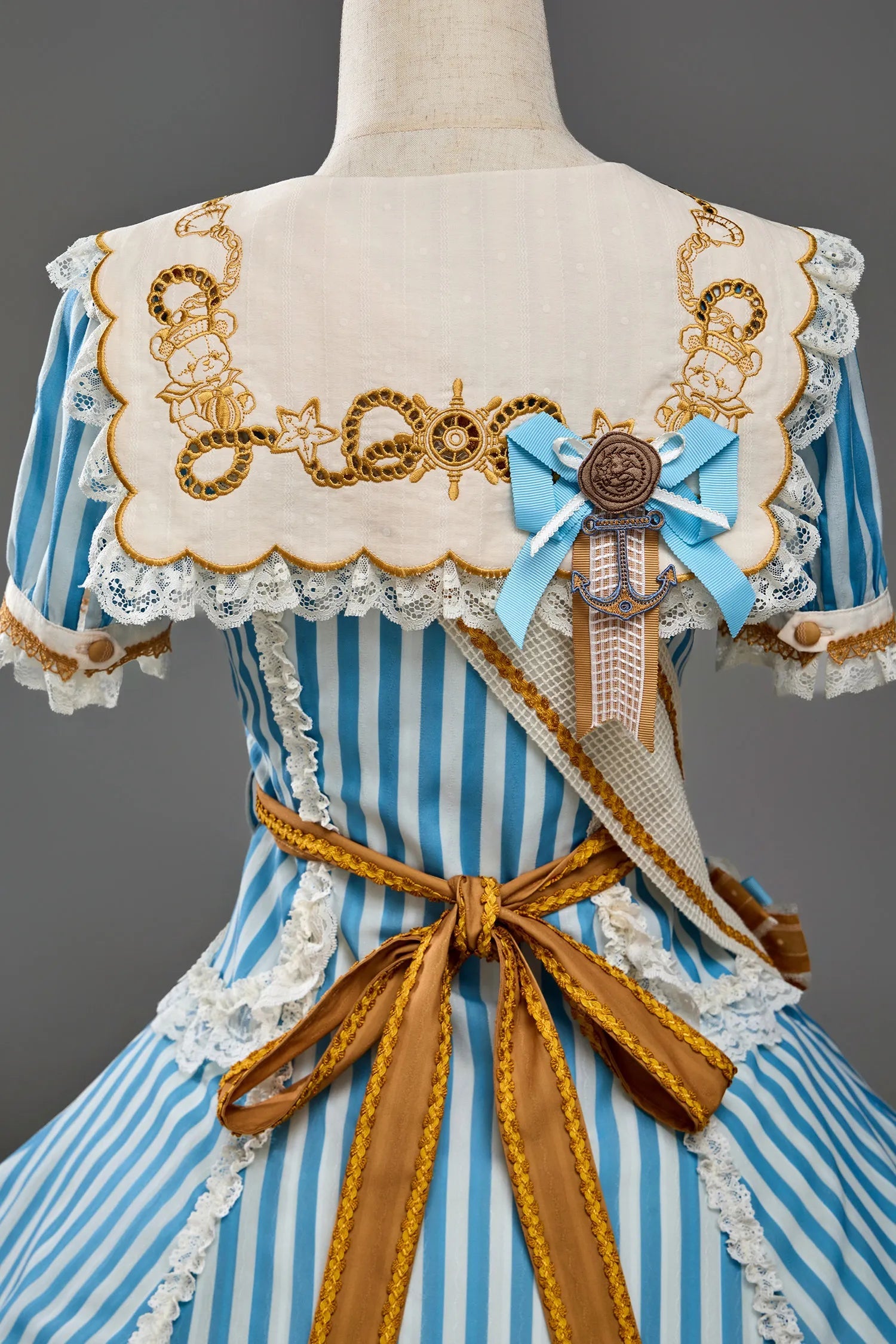 Antique Sailor Bear Six-Panel Cropped Lolita OP Dress