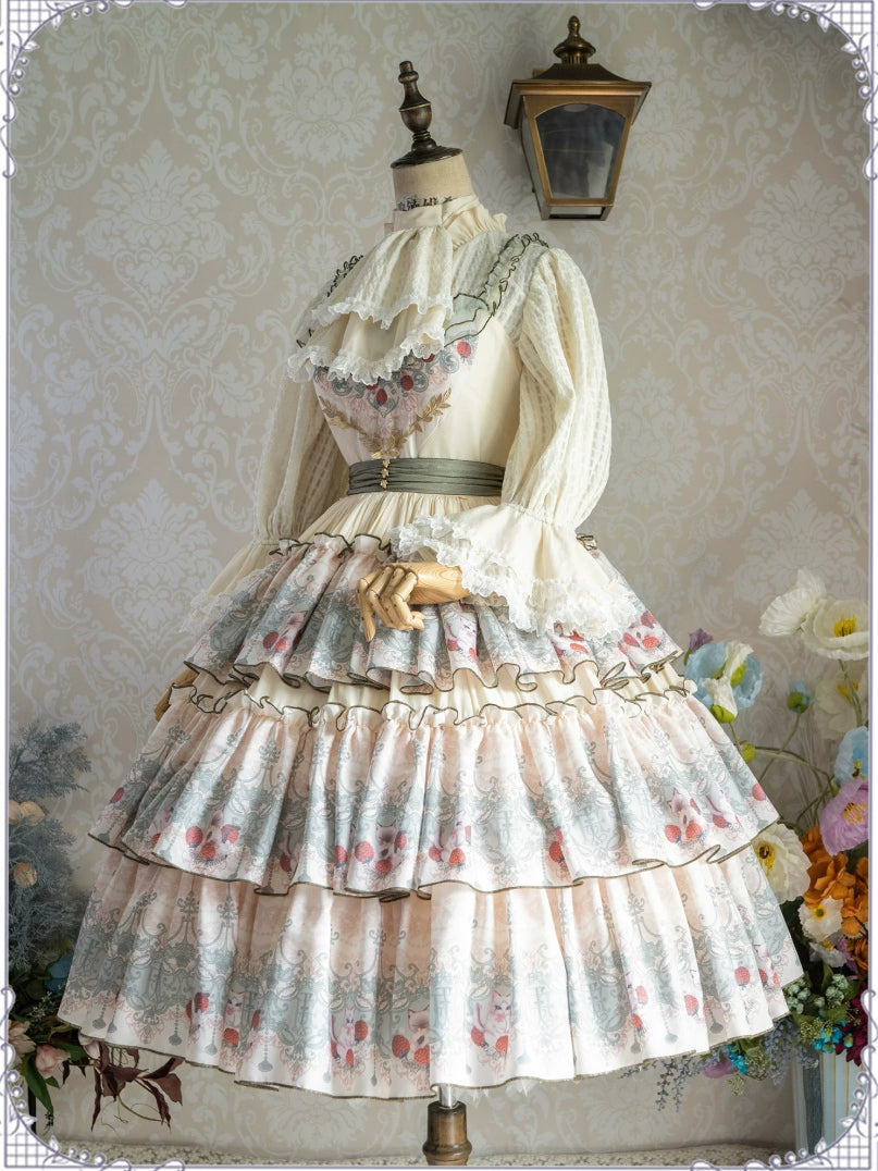Berry Pie Lolita Print Long / Short JSK Dress