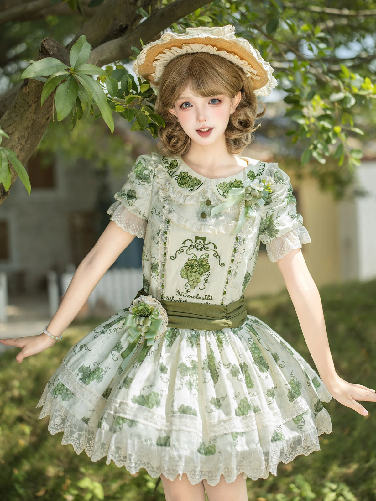 Green Grape Manor Lolita Original Pastoral Style OP Dress