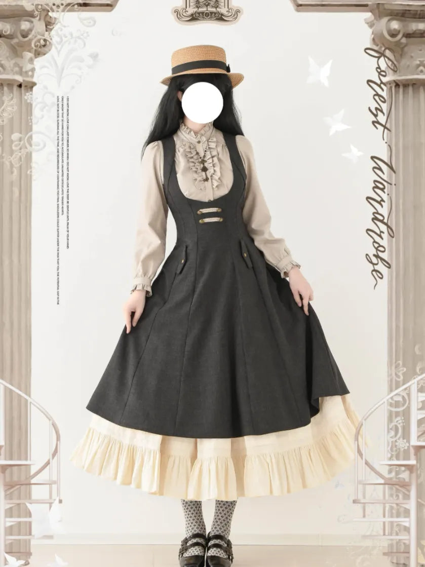 Forest Corridor 10-Panel Bustier Waist-Cinching Lolita Pinafore Dress