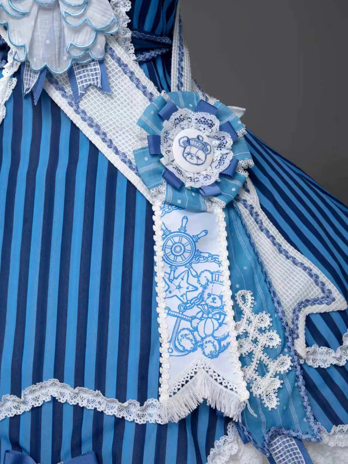 Antique Sailor Bear Six-Panel Cropped Lolita OP Dress