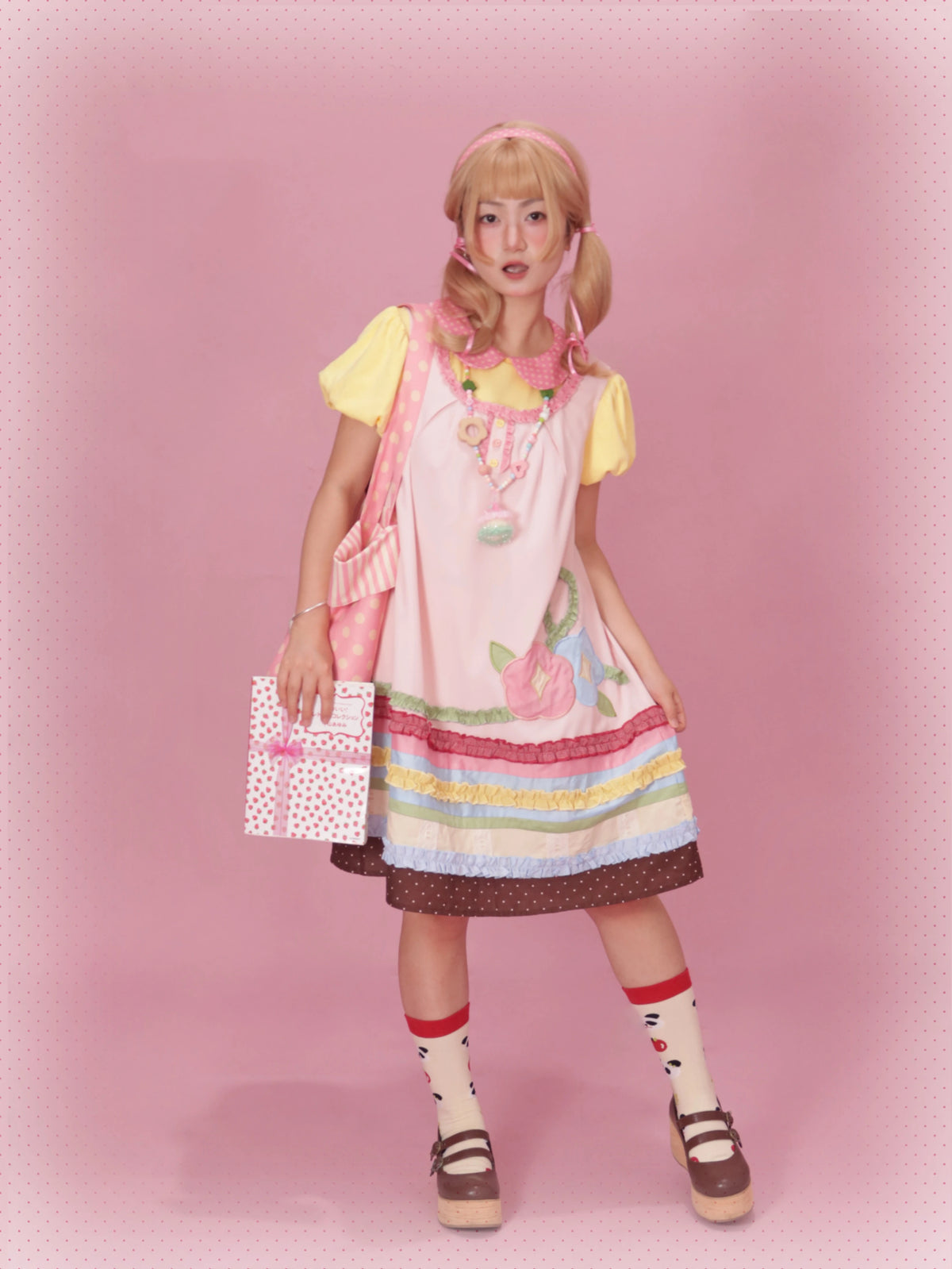 Morning Glory Embroidery Lolita Taisho Style Spliced Jumper Skirt