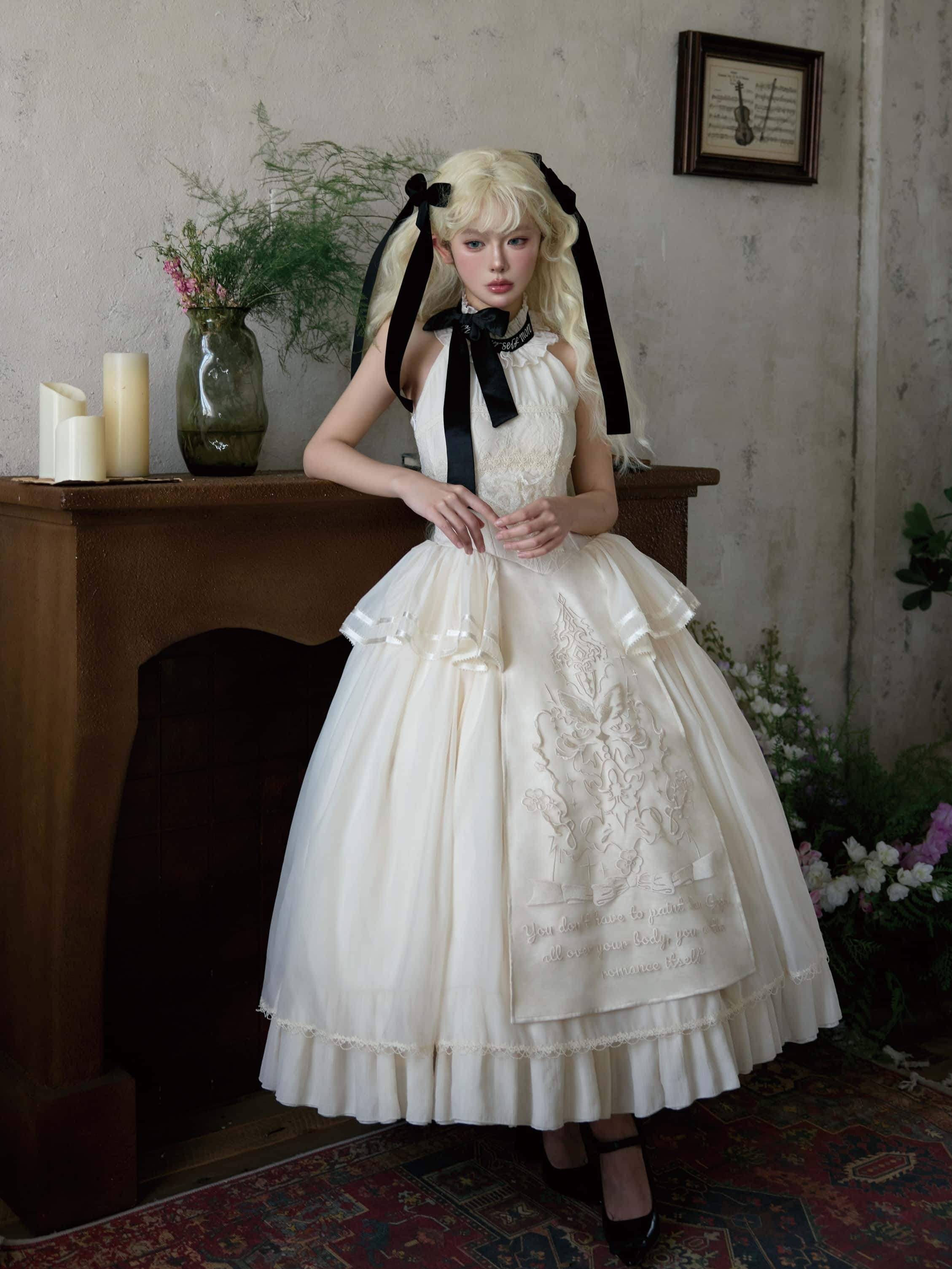 Free Letter Lolita Classic Embroidered Long Dress