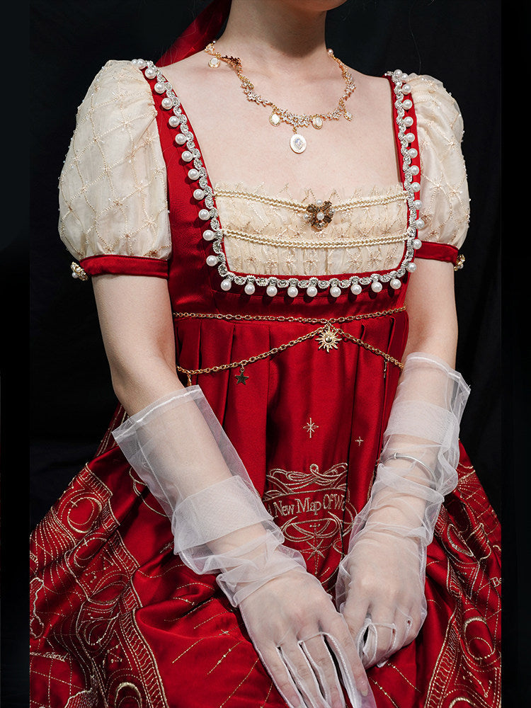 Stellar Map Lolita Wine Red Empire OP Dress