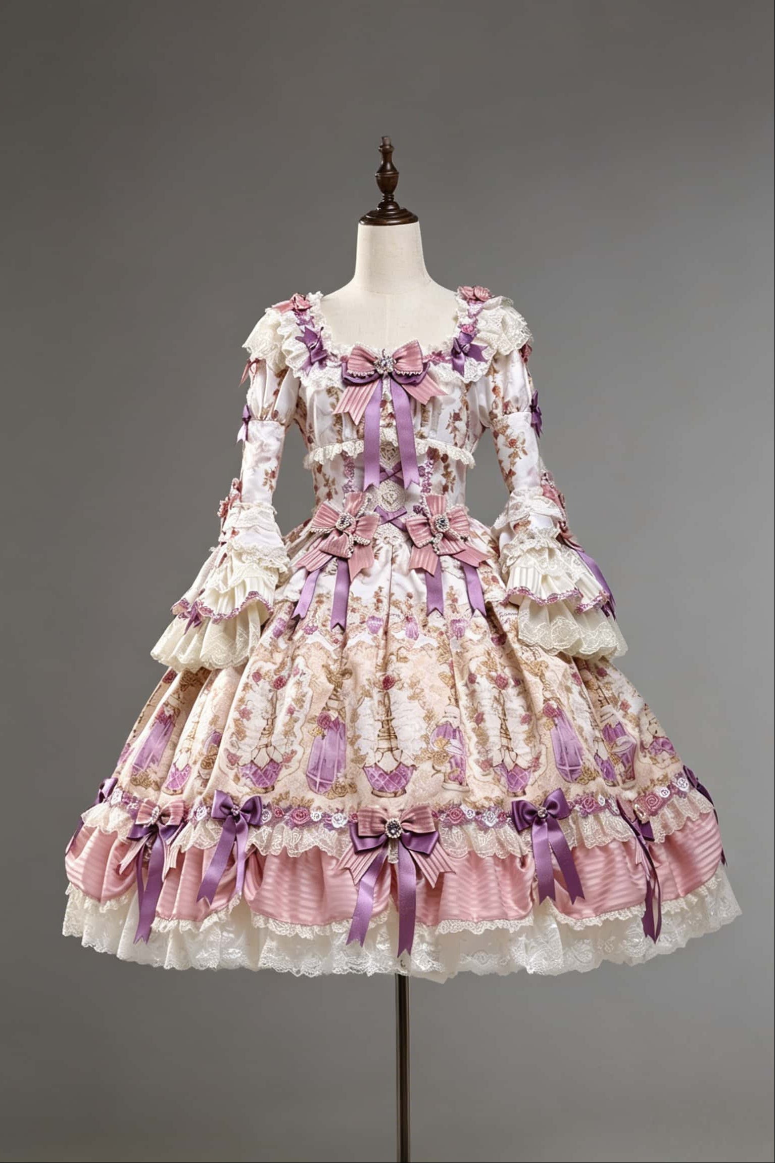 Antique Gem Fragrance Lolita Purple Long Dress Set