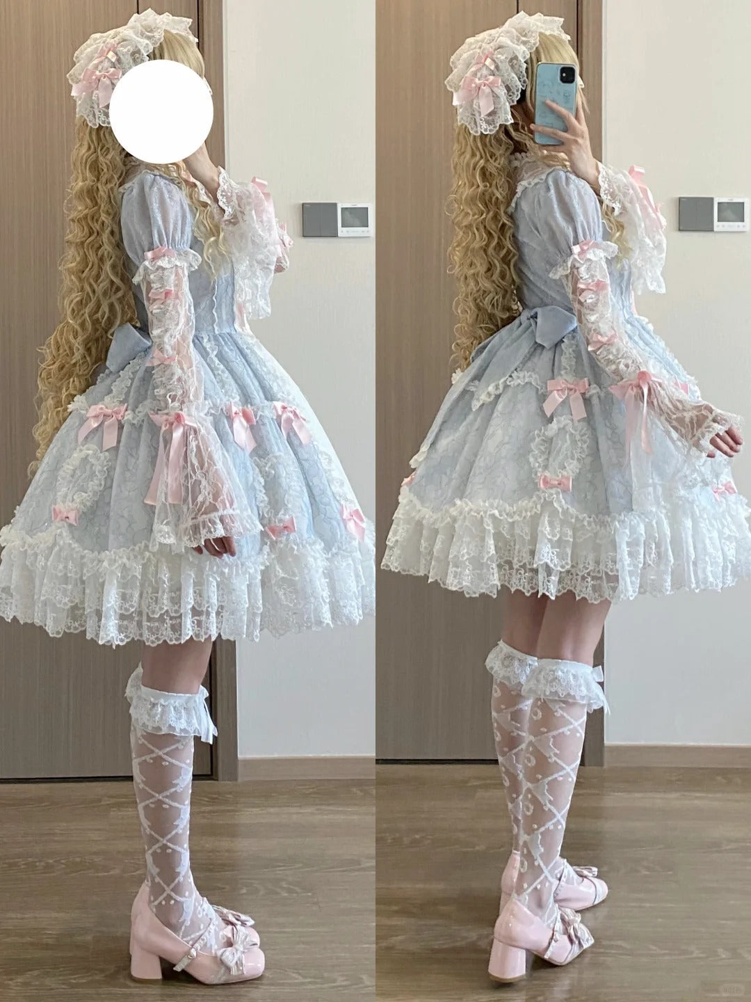 Lacy Doll Blue Rhinestone Lace Gorgeous Lolita OP