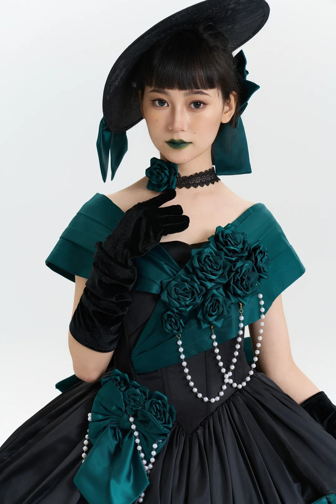 Treasure Chest Rose Lolita Green Dress
