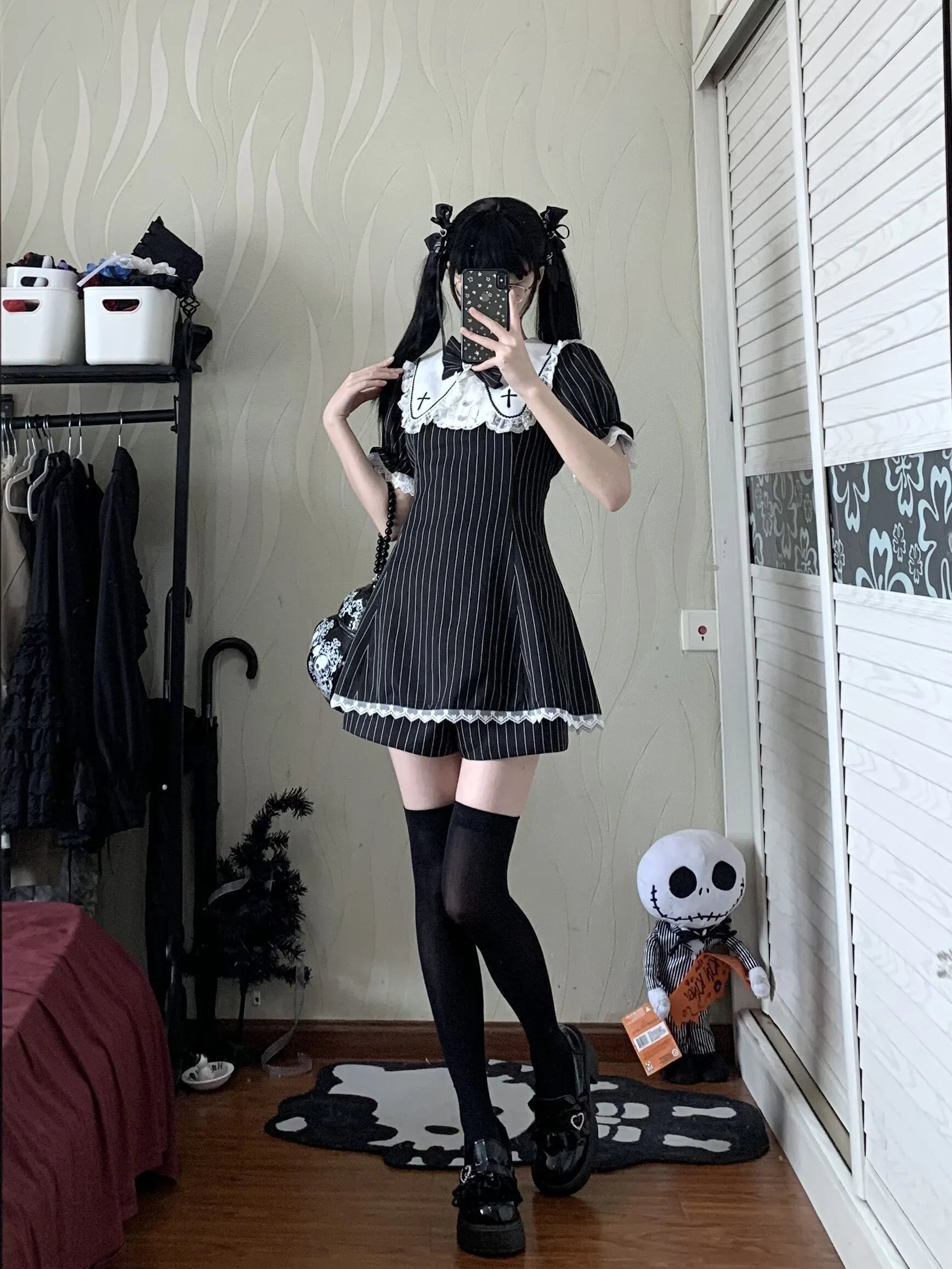 Prayer Poem Ryōsangata Striped Summer Outfit Set