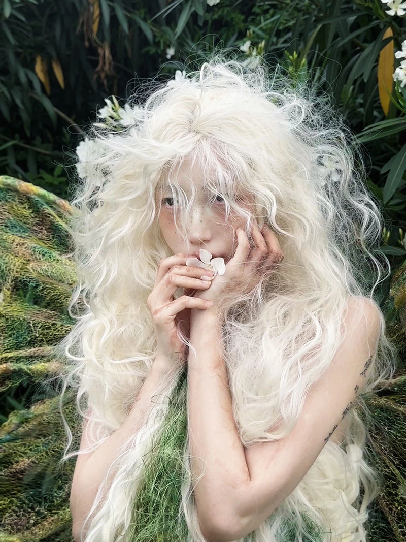 Long Curly Platinum Blonde Fairy Classic Wig LE7005