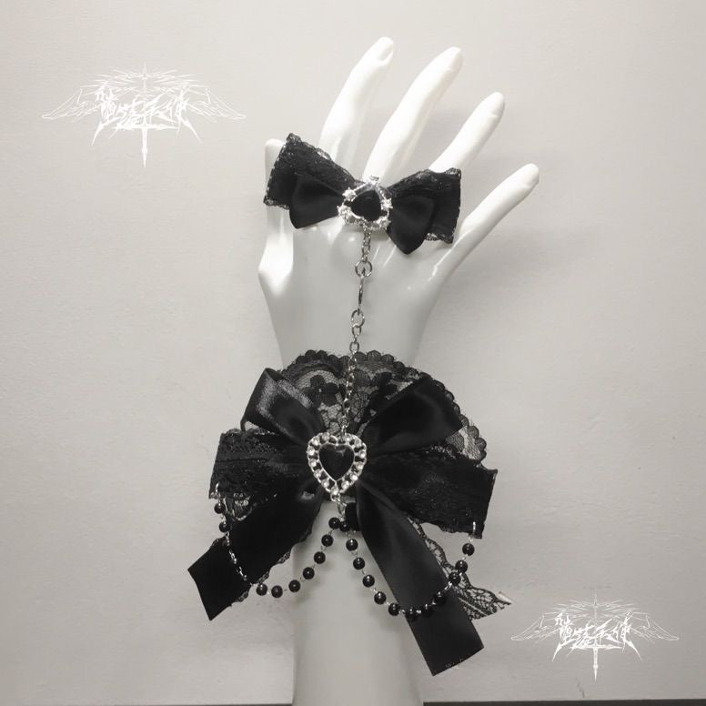 Y2K Harajuku Lace Hand Cuff & Slave Bracelet LE6005