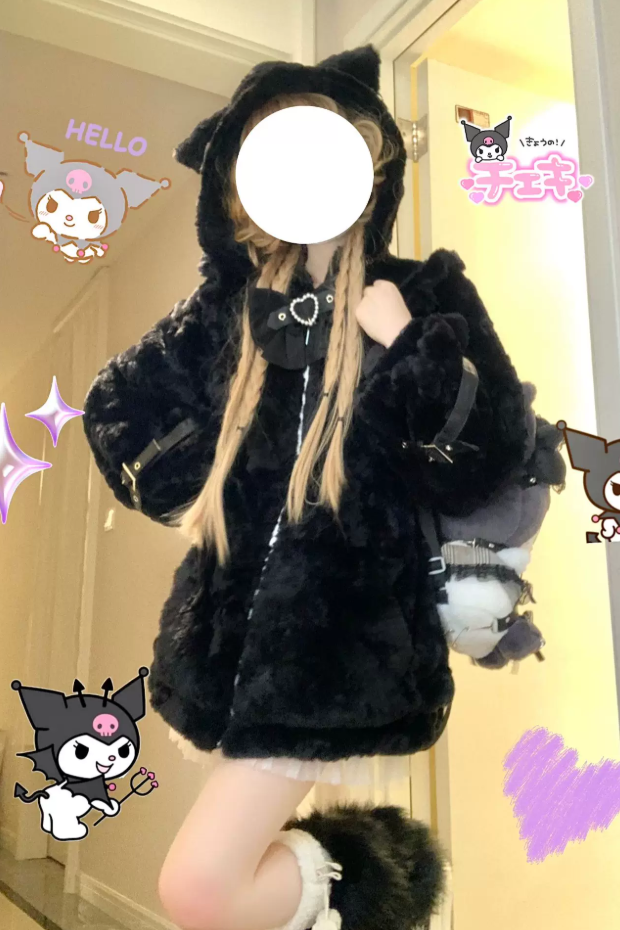 Earthquake Kitty Fluffy Cat Ear J-Style Sweet Cool Lolita Outwear