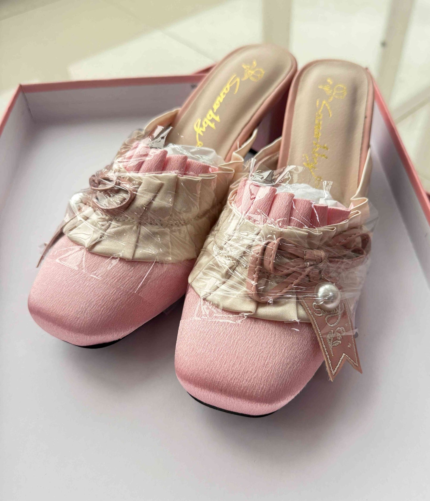 Lolita Sweet French Style Block Heel Mule Shoes