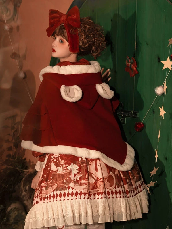 Christmas Bear Lolita Original Christmas & New Year Cape & Dress Set