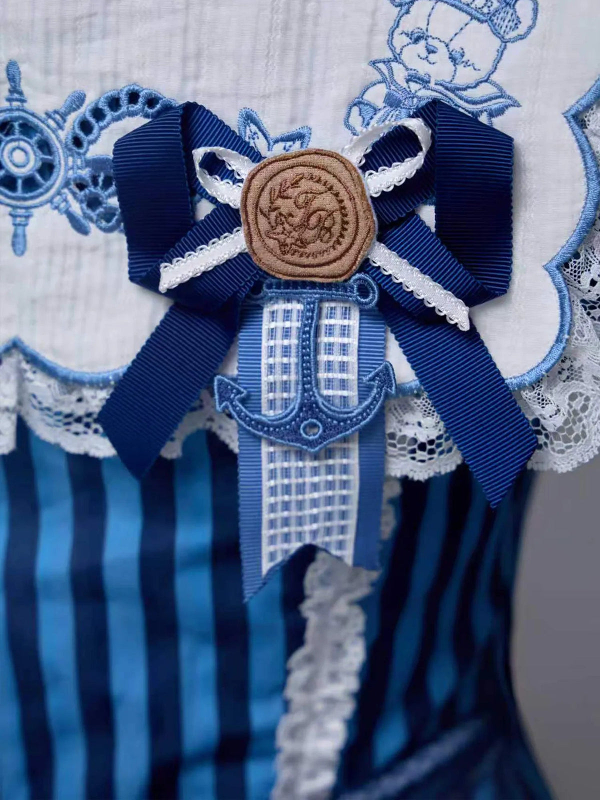 Antique Sailor Bear Six-Panel Cropped Lolita OP Dress