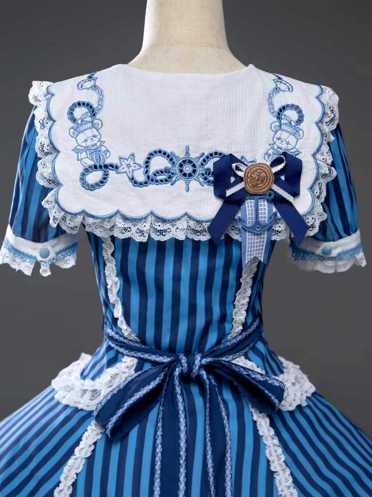 Antique Sailor Bear Six-Panel Cropped Lolita OP Dress