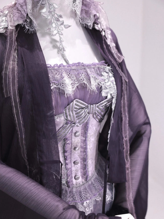 Night Vine Rain Lolita Original Wisteria Embroidered Corset & Half Skirt Set