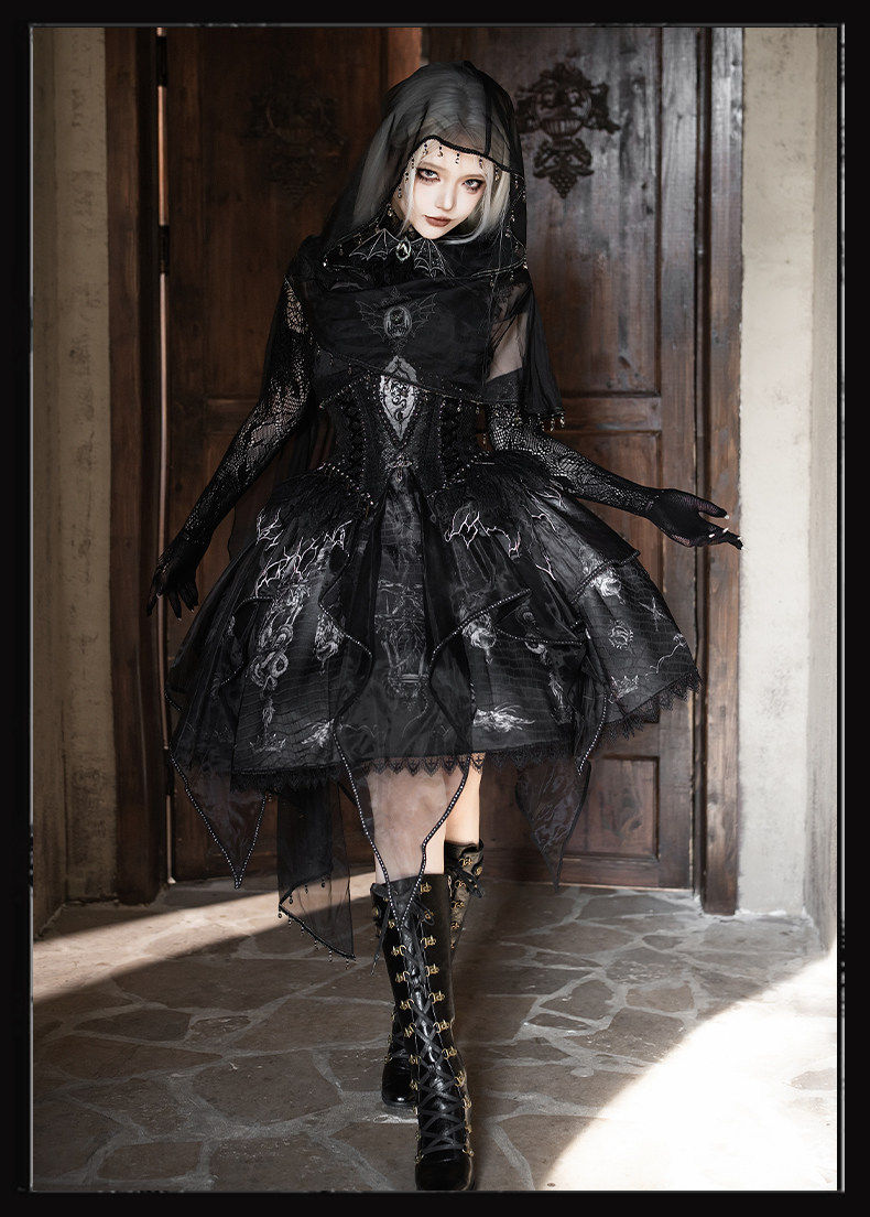 Dragon Bone Gothic Lolita Black JSK Dress