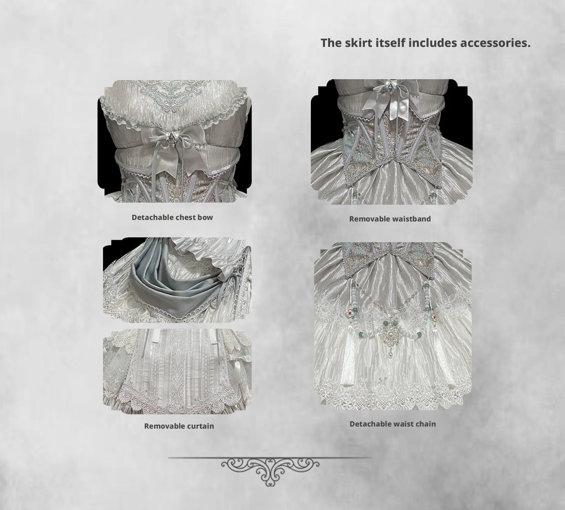 Candle Dragon Spirit Lolita Fantasy White JSK Dress Set