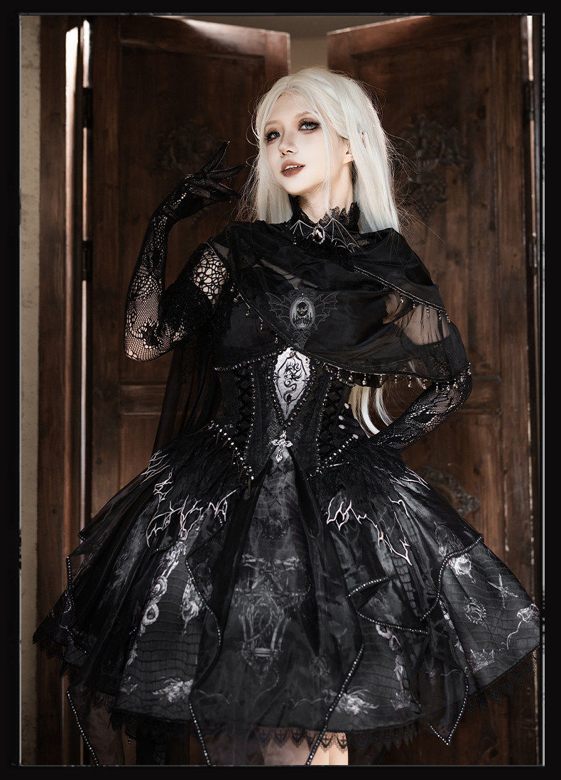 Dragon Bone Gothic Lolita Black JSK Dress