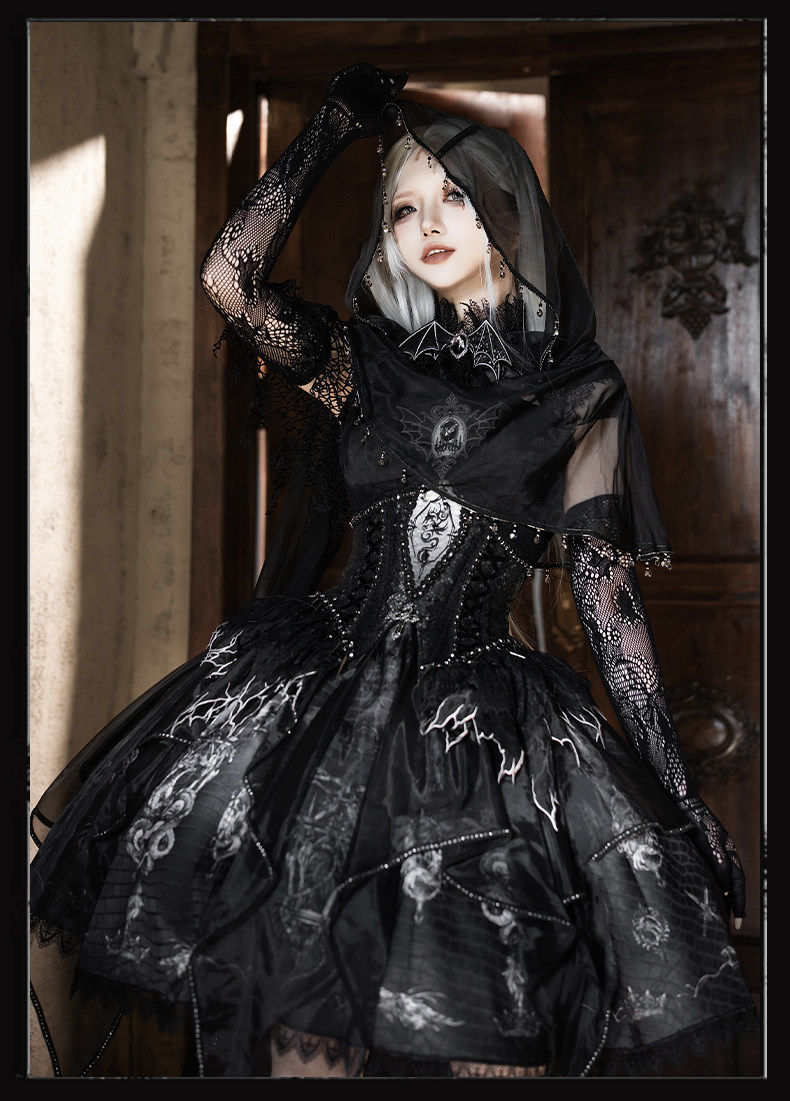 Dragon Bone Gothic Lolita Black JSK Dress