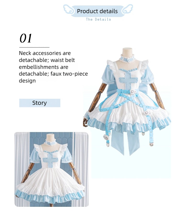 Lolita Y2K Infirmary Aesthetic Aqua OP Full Set