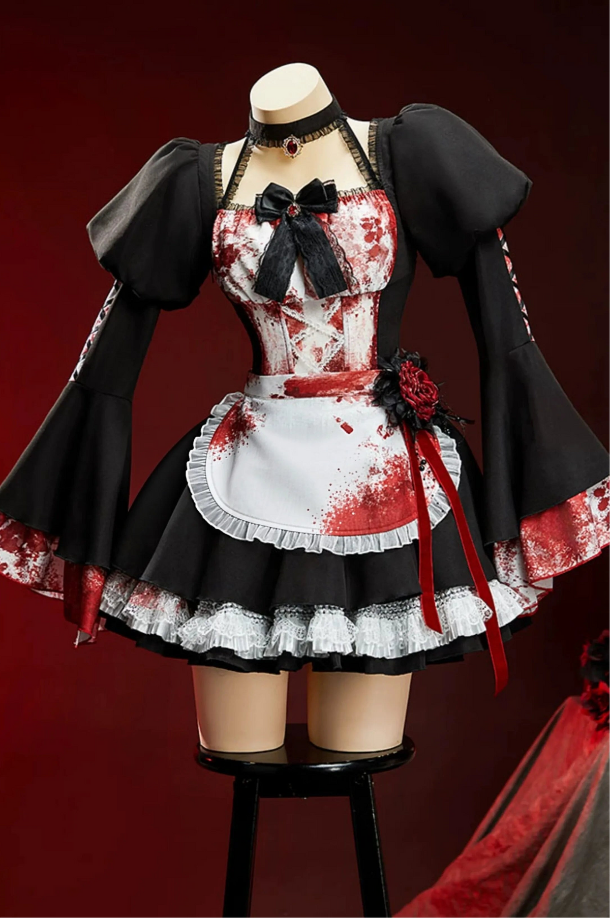 Rebellious Maid Gothic Halloween Maid Dress Cosplay Costume