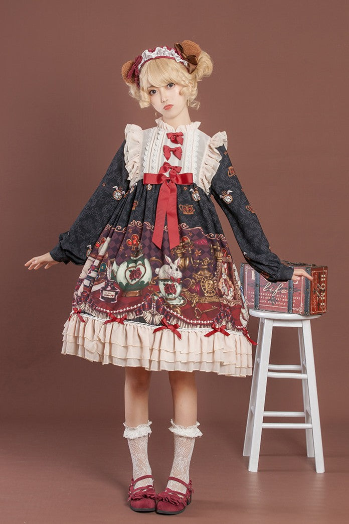 Crown Bear Lolita Original Cute Fairy Long OP Dress