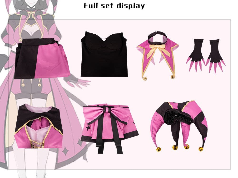 Halloween Cosplay Costume Set with Overskirt Hat and Gloves