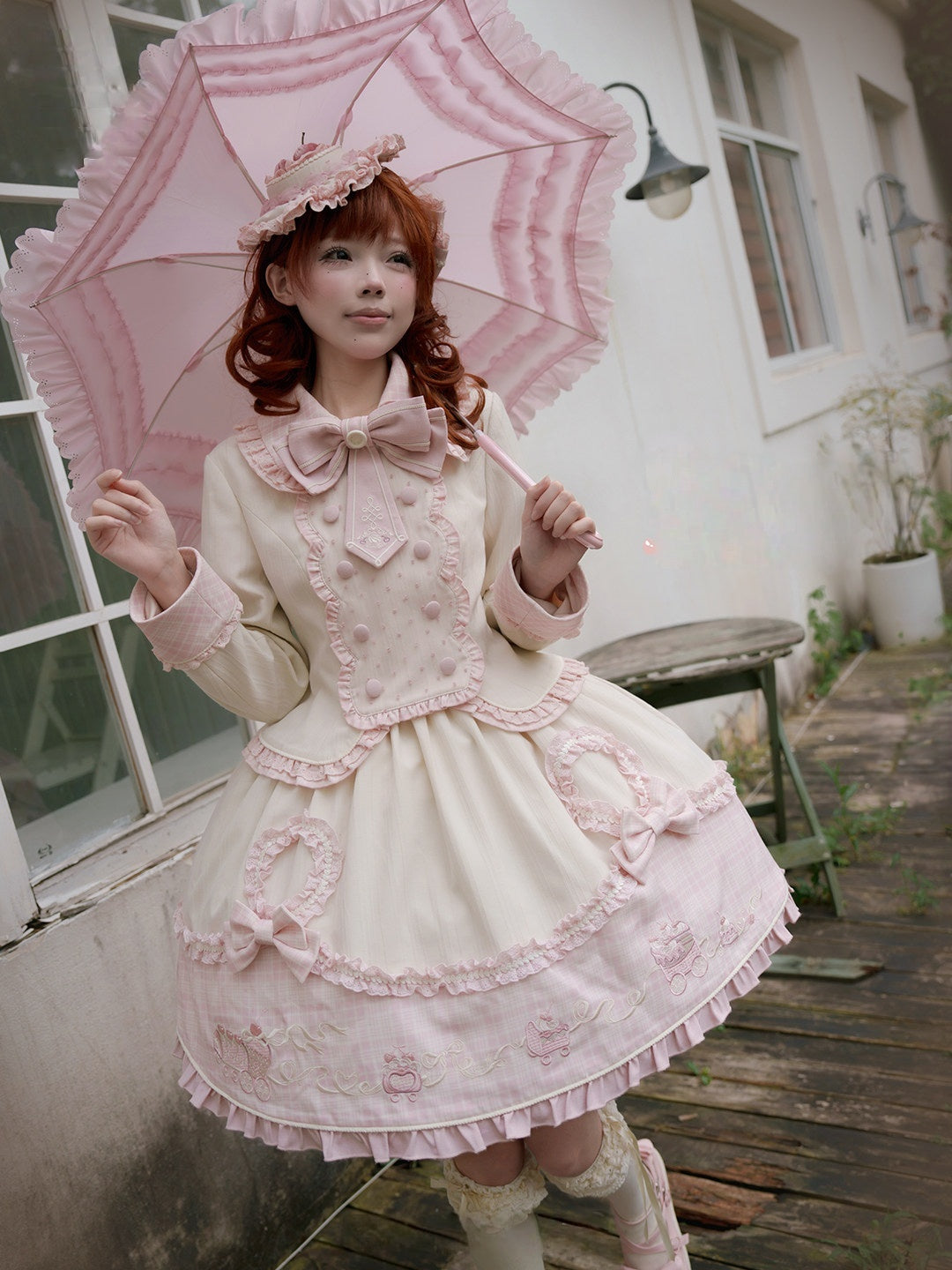 Dessert Train Sweet Lolita Inner Top & SK Jumper Skirt Set