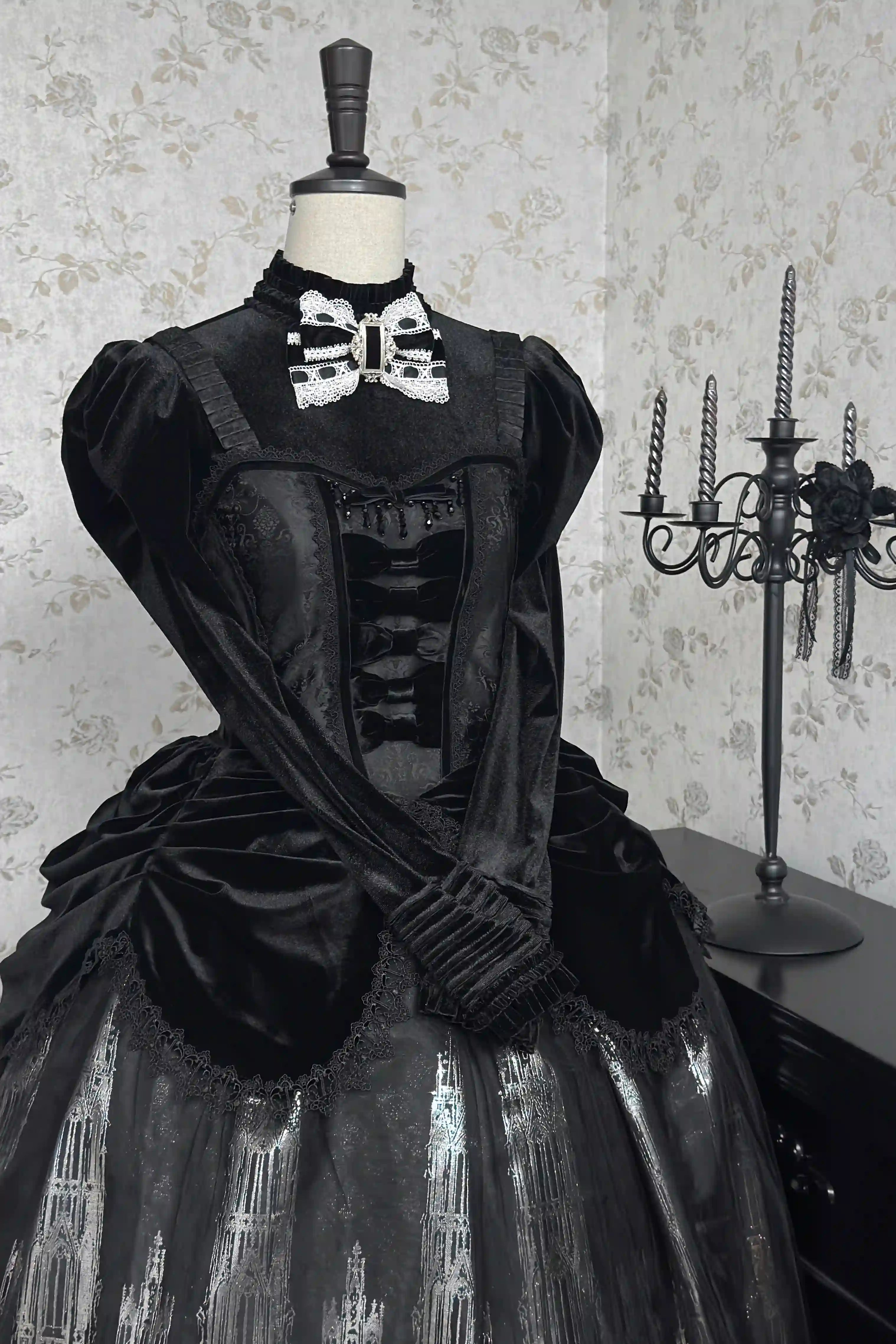 Gothic Cathedral Velvet Lace Corset Lolita JSK and Jacket Set