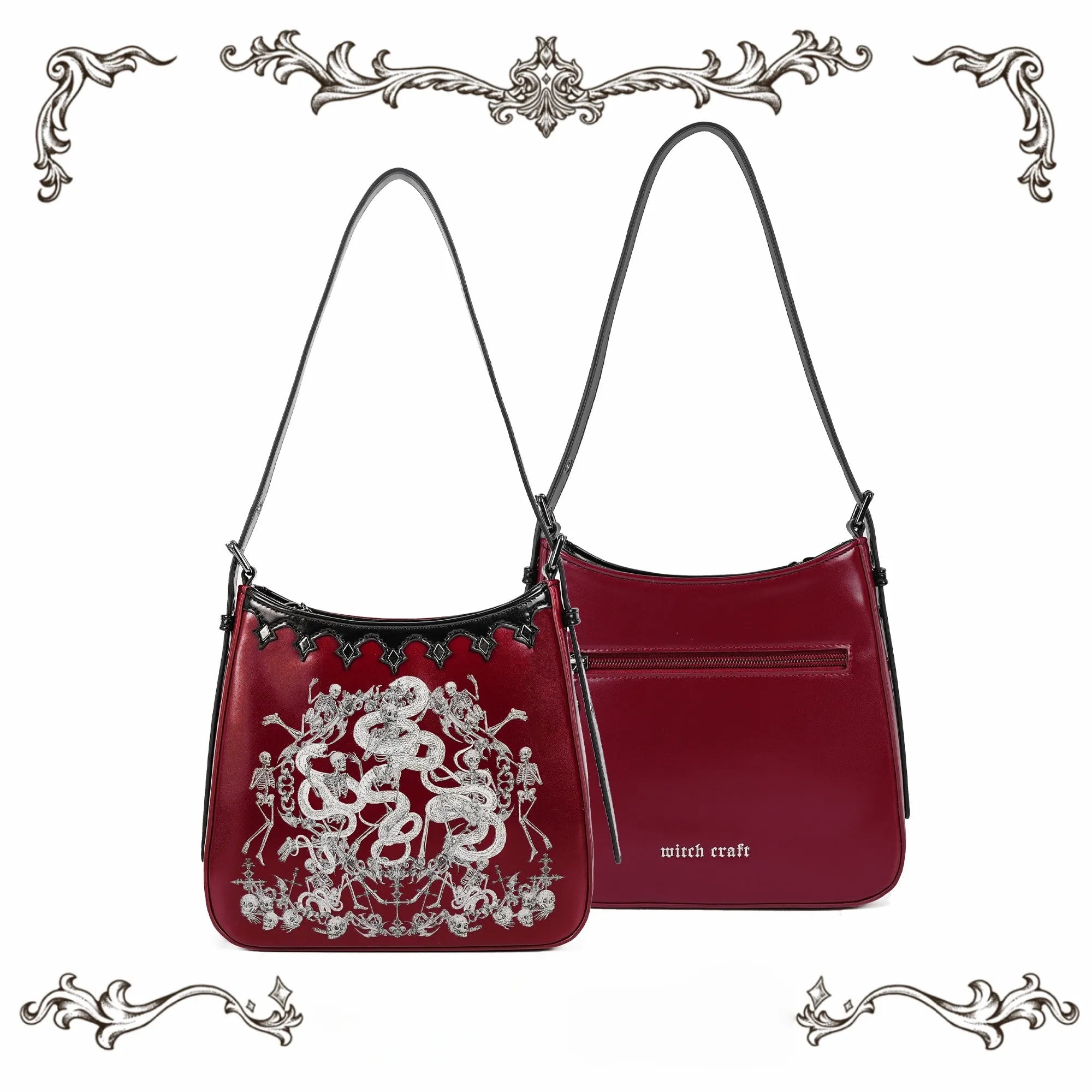 Snake Bone Hell Gothic Mini Ita Underarm Shoulder Bag