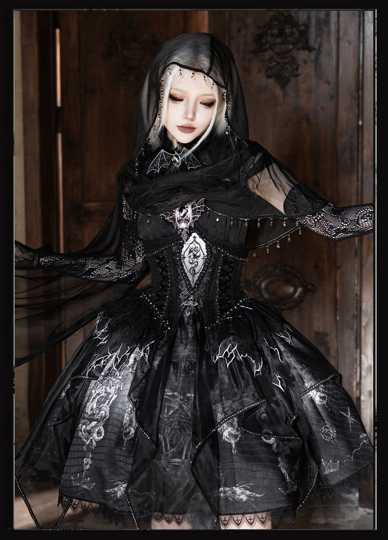 Dragon Bone Gothic Lolita Black JSK Dress