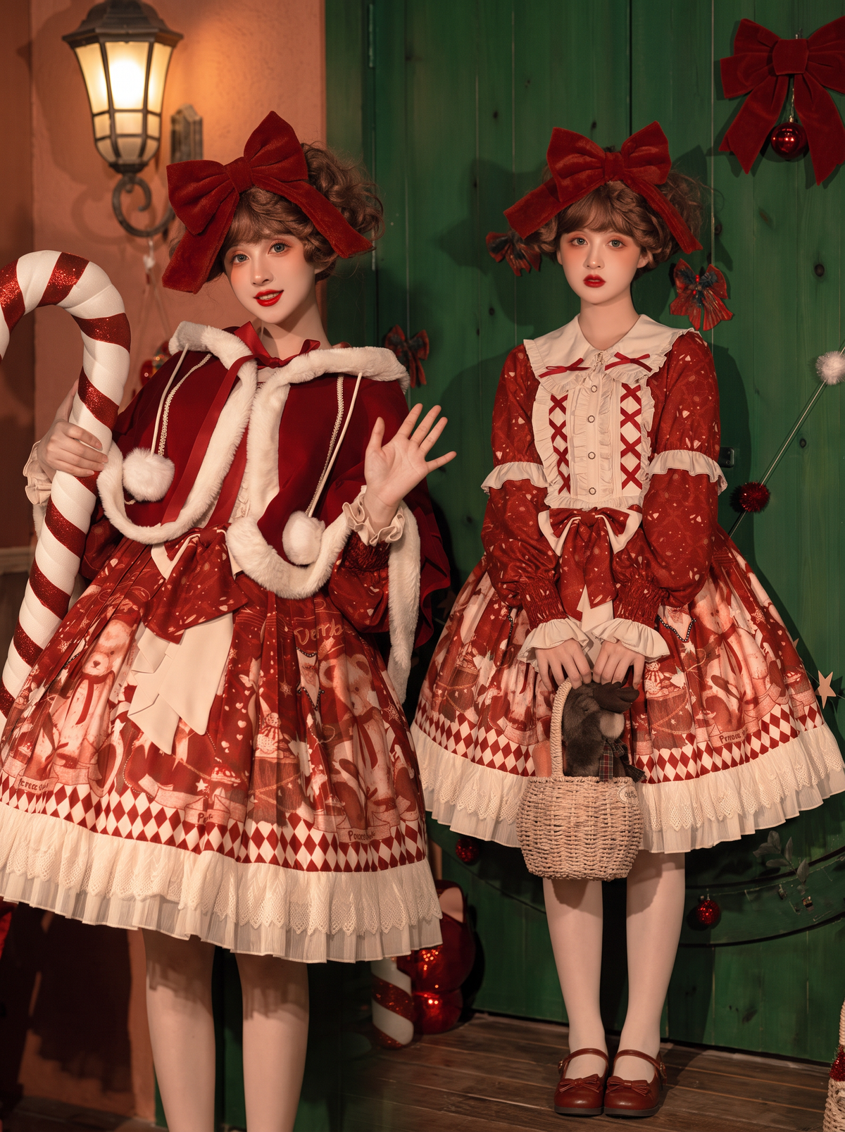 Christmas Bear Lolita Original Christmas & New Year Cape & Dress Set